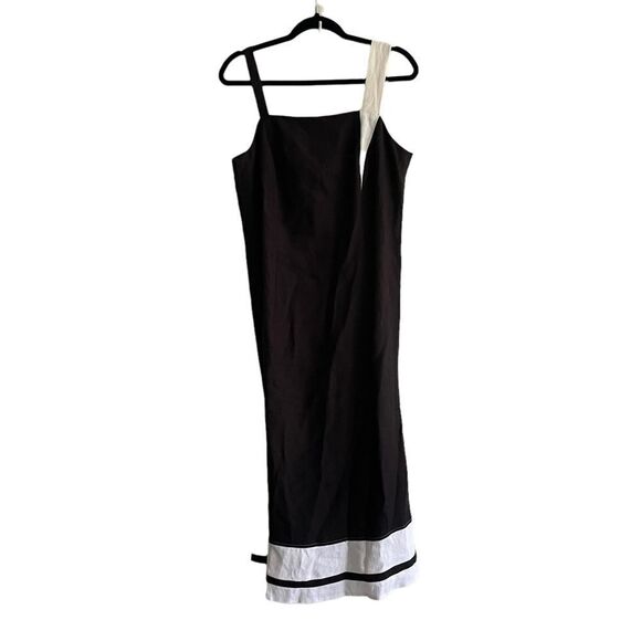 Kontrast Dresses & Skirts - KONTRAST Linen Sleeveless Midi Maxi Colour-block Dress Black White 10